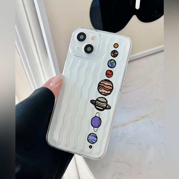 NWT iPhone 13ProMax Space Clear Rubber Case w/Planets - Picture 2 of 3